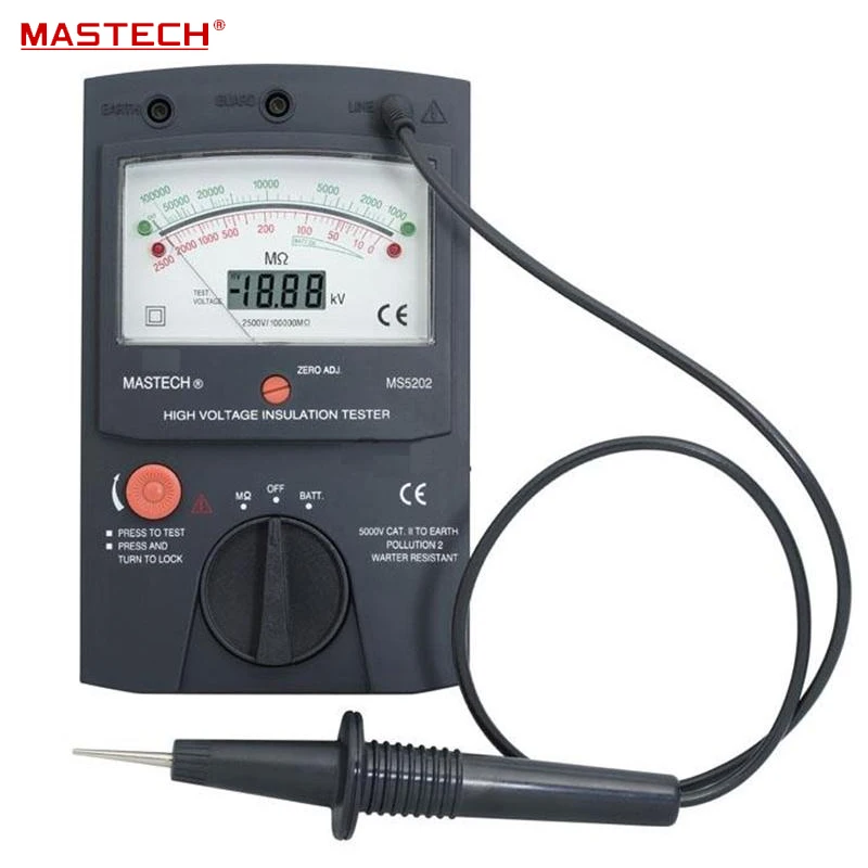 

MS5202 Digital Analogue Dual Display Pointer Megger Megometro Insulation Resistance Tester Max to 2500V 100000 Mohm