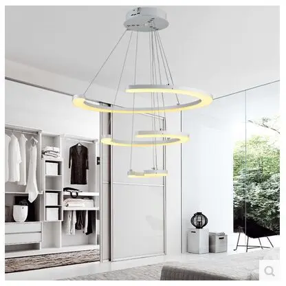 

The dimming control LED acrylic circular pendant lamp Contracted sitting room dining-room lamp creative bedroom study lamp Free
