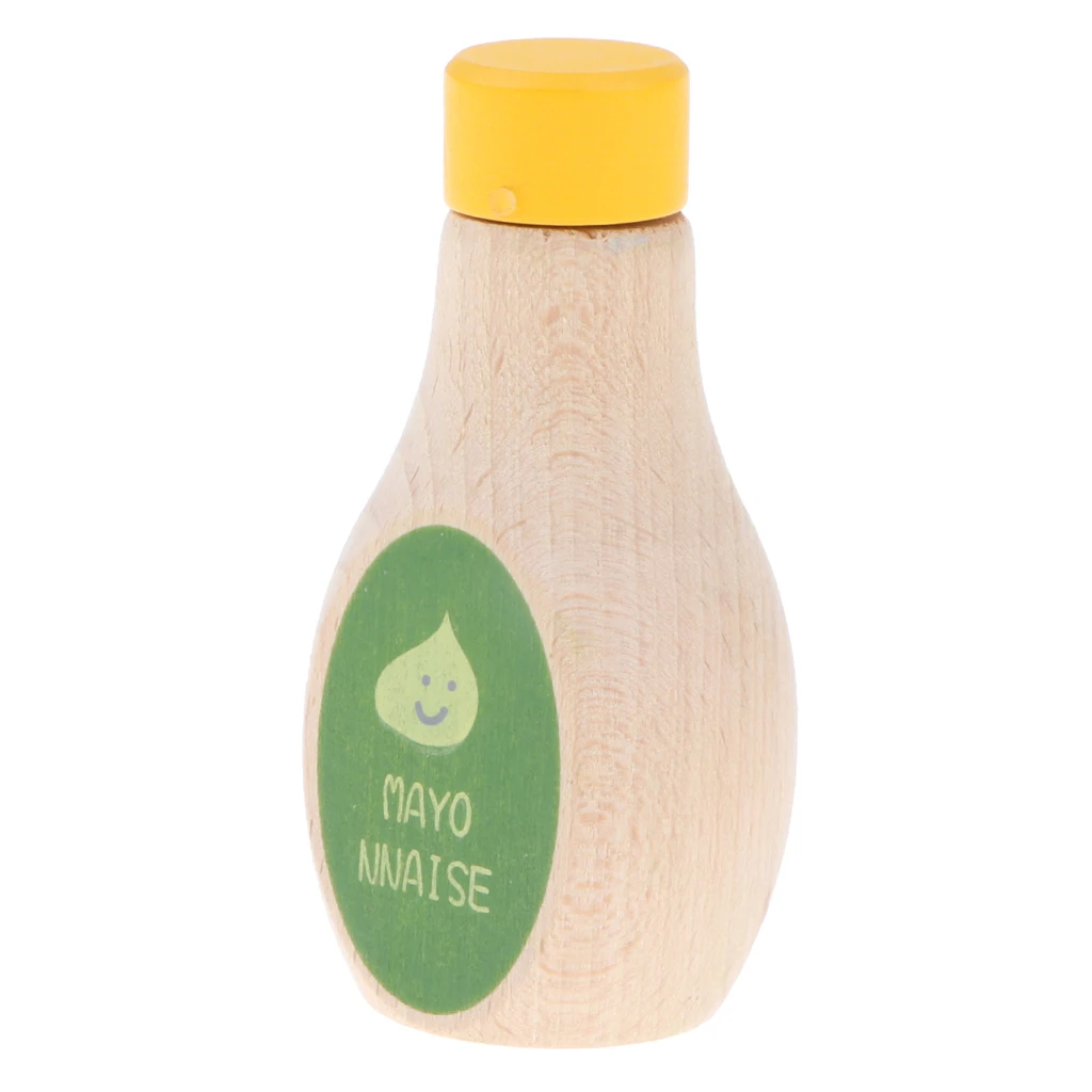 Wooden Soild Beech Mayonnaise Bottle Play Food Kids Pretend Role Play Game Kitchen Condiments Cooking Toys Creative