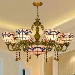 Американский стиль Простой Средиземноморский цветной стеклянный гостиной столовой с множеством кристаллов подвесной светильник 110-240 В