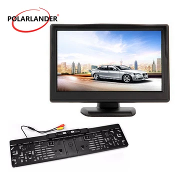 

LED HD Desktop Reversing Camera Car Monitor Silver/Black European License Plate 5 Inch TFT Wireless Transmitter Parking Monitor