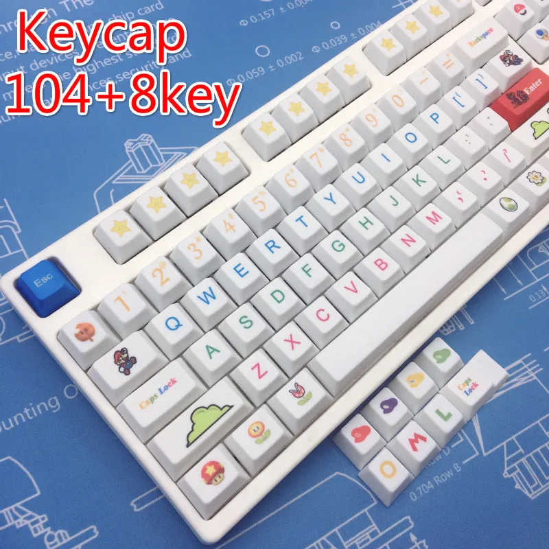 Mario Keycap механическая клавиатура с сублимационной краской, клавиатура PBT, тема Марио, высота для компьютерных игр, Keycap Cherry