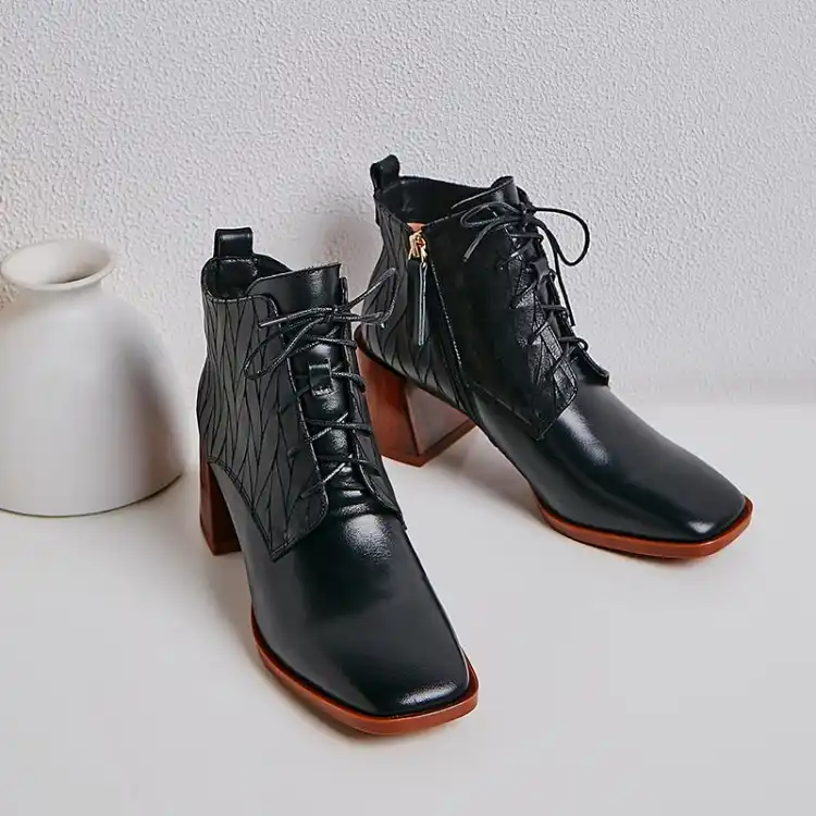 square toe lace up boots womens