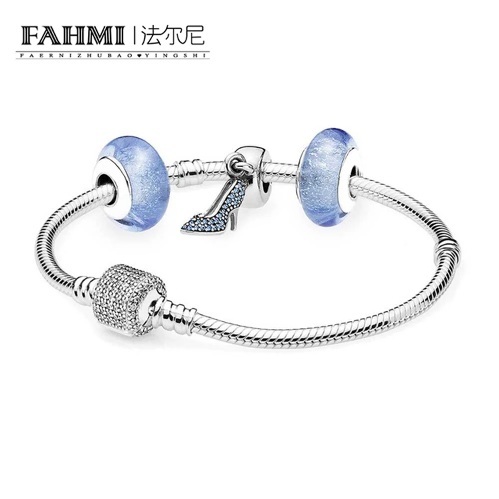 

FAHMI 925 Sterling Silver Slipper Bracelet Gift Set fit DIY Original charm Bracelets jewelry A set of prices
