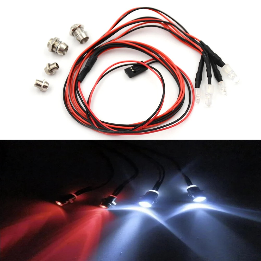 4Pcs Plastic RC Car Model LED Light Taillight Leds 5mm & 3mm RC Drift Car Headlamps Parts