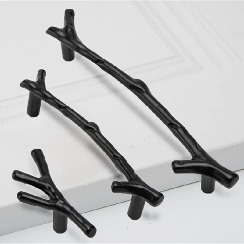 

Fashion Tree Branch Furniture Handle 96mm 128mm Black Silver Bronze Kitchen Cabinet Handles Drawer Knobs Door Pulls Hardware