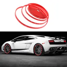 2018 26FT Red Car Wheel Hub Rim Trim Pneumatico Anello di Guardia Striscia di Gomma Protector Decor Parti Esterne Styling Cornici