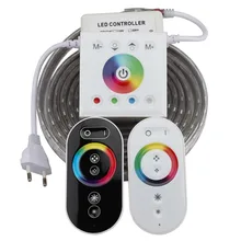 РЧ настенный сенсорный пульт и пульт дистанционного управления RGB Светодиодная лента 220 В 220 В водонепроницаемая светодиодная лента светильник SMD5050 светодиодный ленточный светодиодный светильник