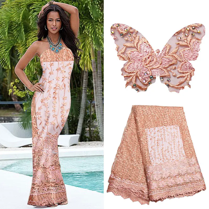 Buy Flower Lace African Ghana Dress, Stones Materials