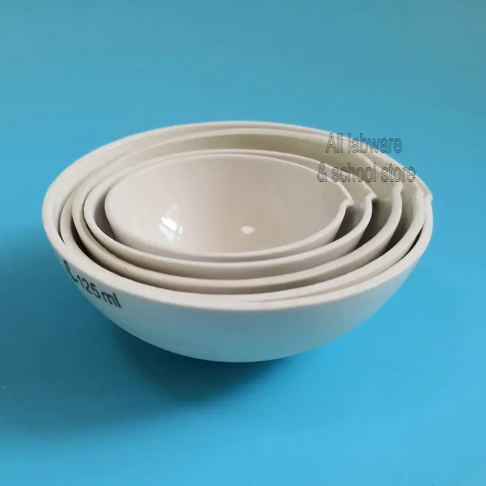 

5PCS/set 250ml 300ml 500ml 750ml 1000ml Ceramic Evaporating Dish With Spout, Round Bottom Porcelain Evaporating Dish