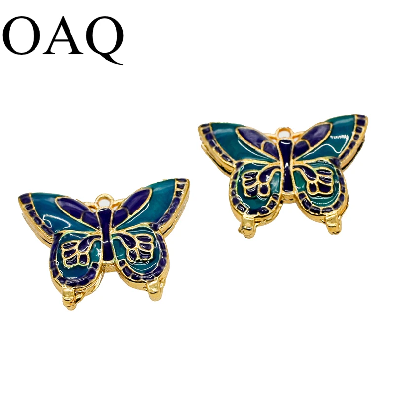 

Butterfly Pattern Cloisonne Beads JEWELLERY Craft 5pcs Metal Beads For Jewelry Making 15x20mm Blue Beads 2mm Hole