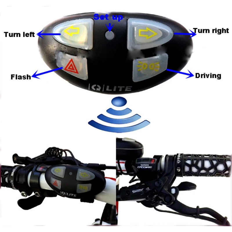 Cheap Q-LITE Bicycle Carrier Shelf Rear Lights Bike Tail Light Wireless Control Turning LED Light at Night Warning Safety Bike Lights 3