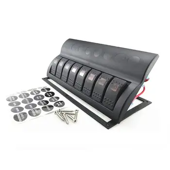 

8 Gang Blue LED Rocker Switch panel 12v-24v for Car Marine Boat Circuit Breakers Overload Protected