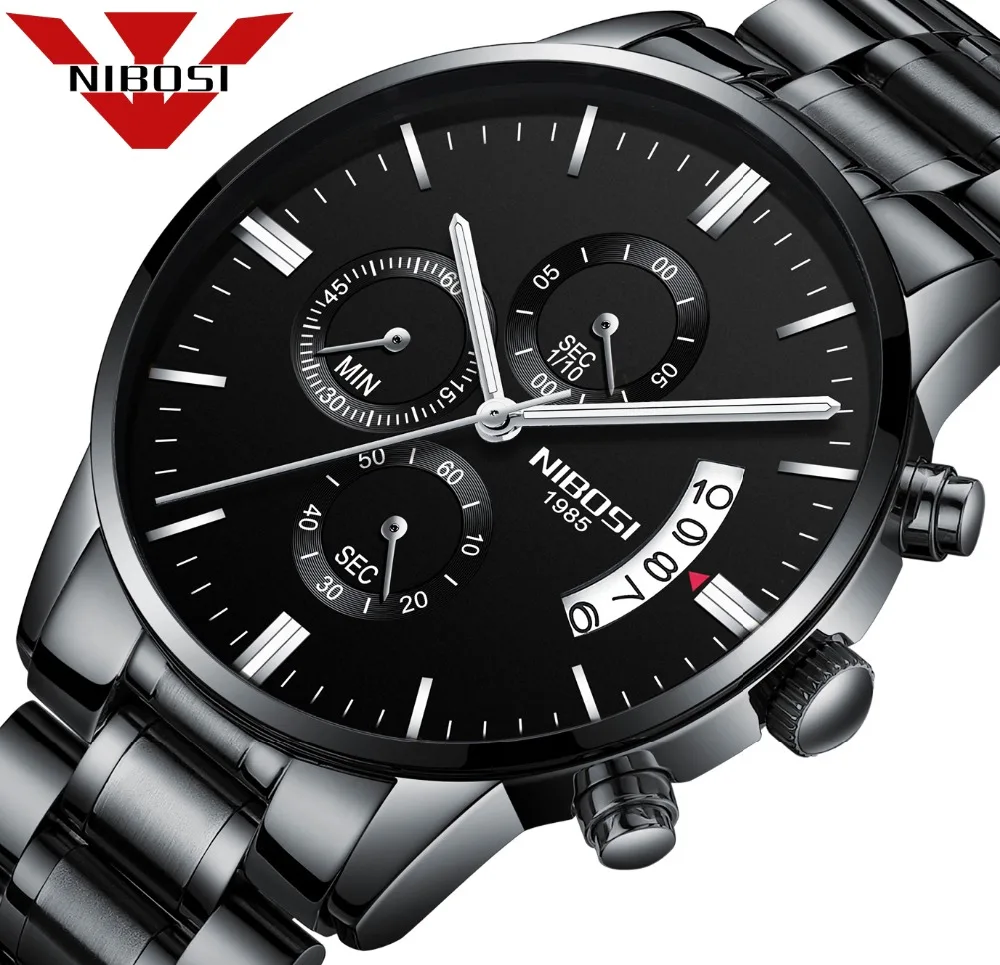 

NIBOSI Men Watches Luxury Quartz Analog Watch Military Sport Stainless Steel Waterproof Wristwatches Relogio Masculino No.2309