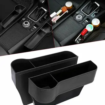 

1 Pair Car Seat Gap Catcher Organiser Storage Box Pocket Cup Bottle Holder Side Interior Organization Box Black