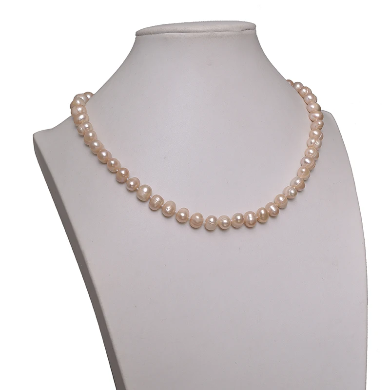 

Flash Orange Natural Pearls 8-10mm Making Design Diy Handmade Pearls Necklace 18inch Suitable For Ladies H627