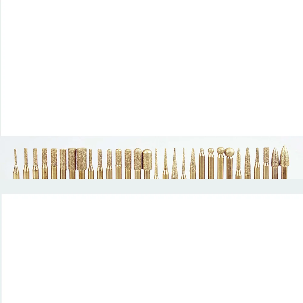 30-комплект из 3 мм Титан-покрытием diamond заусенцев шлифовальные головки хвостовиком Бурильные долото комплект заусенцев дрель Шлифовальные