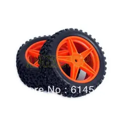 66004 обод колеса и резиновые шины 2 шт. для 1:10 внедорожных спереди Пластик материалы резиновые шины, шины и обод колеса