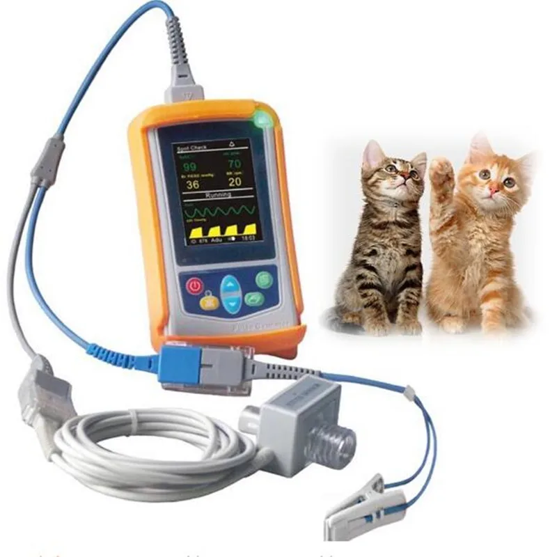 Ветеринарный монитор жизненных знаков, основной монитор капнографии с Spo2 и EtCO2, ручной Etco2 Пульсоксиметр для кошек, собак