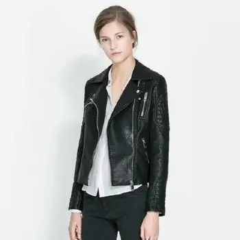 

2019 New Fashion Women Faux Soft Leather Jackets HOT Autumn Winter Pu Black Blazer Zippers Coat Motorcycle Outerwear