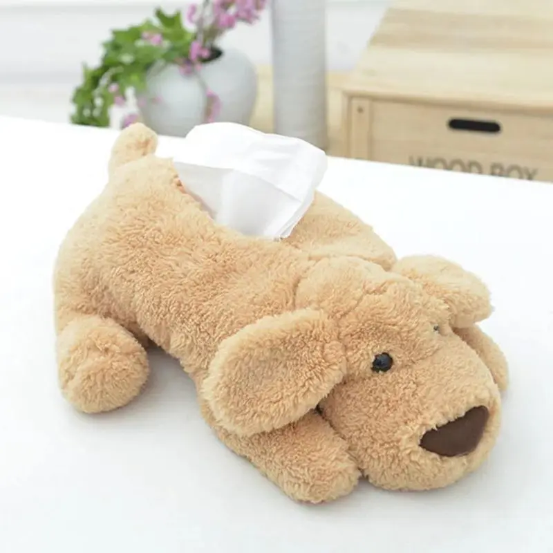

Cute Cartoon Plush Teddy Dog Tissue Cover Box Paper Container Napkin Storage Holder Case Dispenser Home Decor Room Car Accessory