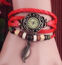 promotion price High Quality Genuine Leather Vintage Watch Women bracelet Wrist Watch D7553