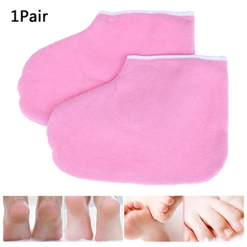 

1Pair=2pcs Paraffin Wax Protection SPA Hand Foot Gloves Warmer Heater Foot Care Foot Cover Cloth Spa Pink