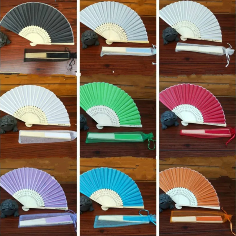 

Silk fan plus bag plain fan color complete wedding return Hanfu dance cheongsam props Chinese wind handicrafts