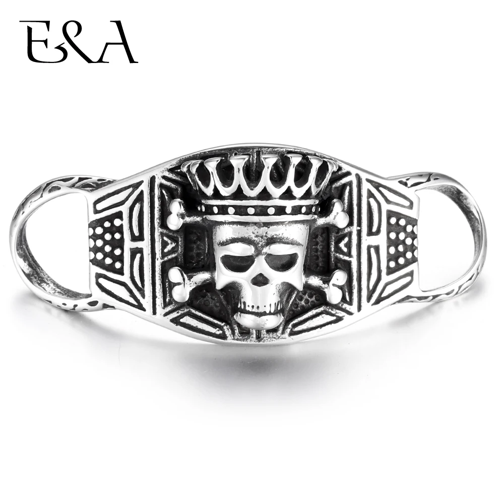 

Stainless Steel Connector Crown Skull Curved 1/1 Loop for DIY Men Punk Bracelet Making Findings Jewelry Connect Parts Supplies