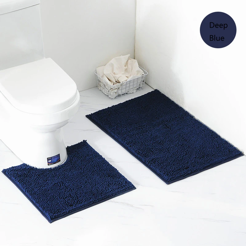 Микрофибра для ванной комнаты Контурные коврики комбинированный набор из 2 мягких мохнатых нескользящих ковриков для ванной и u-образных ковриков для туалета машинная стирка