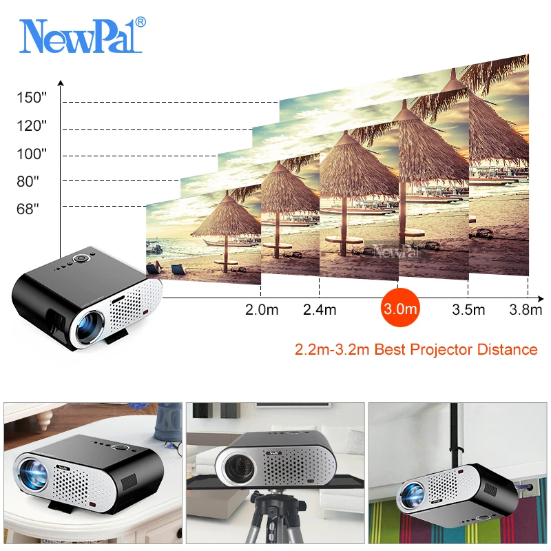 Newpal GP90 UP мини проектор 3200 люмен Android WiFi видео 1 2 5 м поддержка Full HD 1080P HDMI/USB/AV/VGA|lcd