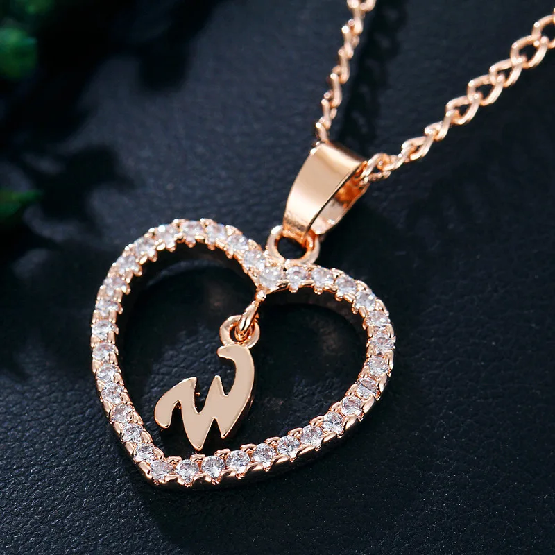 Романтическая любовь ожерелье с кулоном Стразы ожерелье для девочек женские золотые воротники с алфавитом трендовые новые шармы