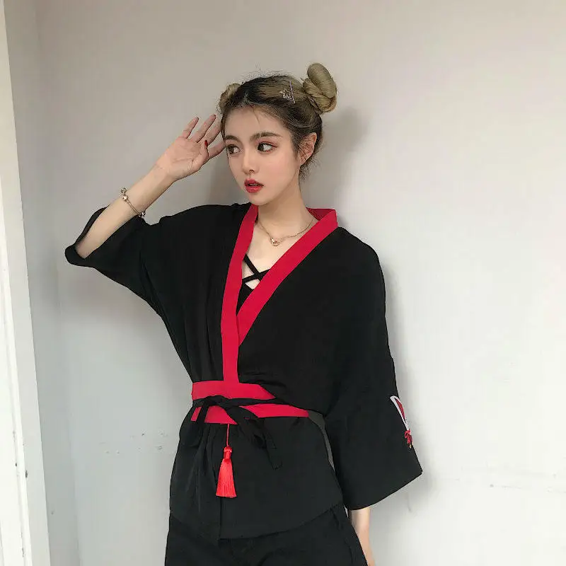 Neploe, японское кимоно, летнее, вышивка, женский кардиган Harajuku, свободная рубашка, топы, повседневные женские кимоно с кисточками, верхняя одежда 35713