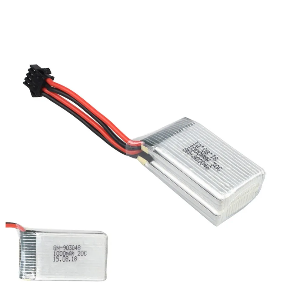 1 шт. Rc Lipo батарея 7 4 В 1000 мАч 20C 2S Li-Po SM разъем для Udi U818S U842 RC вертолет Квадрокоптер |