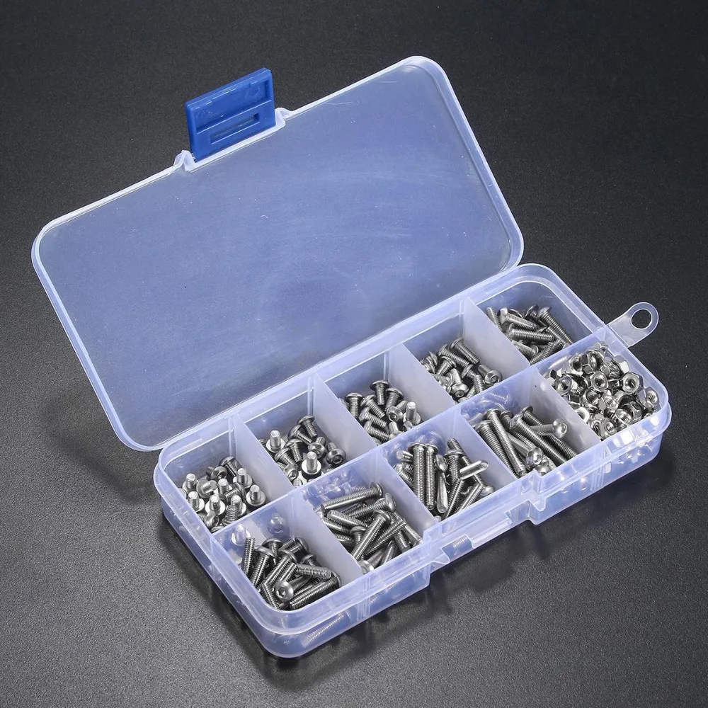 

340pcs M3 A2 Screws Stainless Steel Hex Screw Nuts Bolt Cap Socket Assortment Kit Set For Hardware Accessories