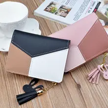 

New Leather Arrival Wallet Short Women Wallets Zipper Purse Patchwork Fashion Panelled Wallets Trendy Coin Purse Card Holder