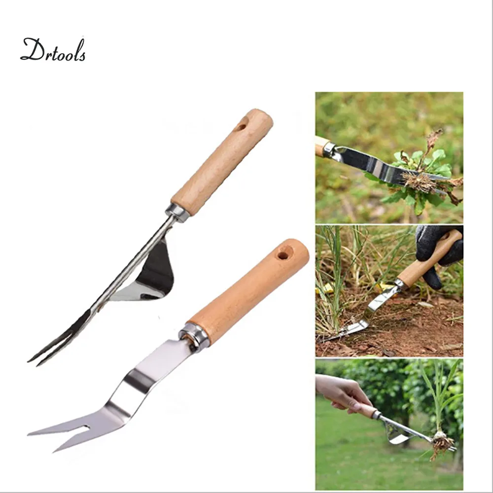 

1Piece Manual Weeder Fork Stainless Steel Wood Handle Gardening Weeding Tool Garden Transplanting Digging Tools GT111