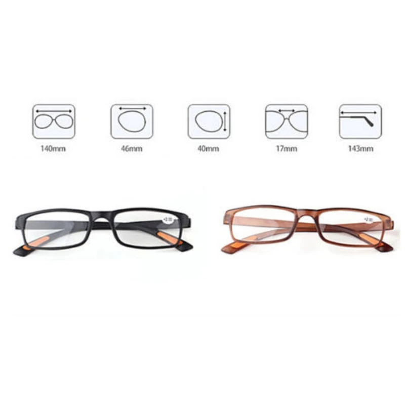 Mayitr 1pc Unisex Elders Square TR90 Frame Glasses Special Design Clear Resin Lens Reading Glasses Presbyopic +1.0~+4.0