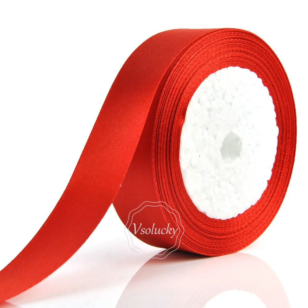 1 рулон красная атласная лента 25 ярдов дюйм мм|25 yard|25mm satin ribbonsatin ribbon sashes |