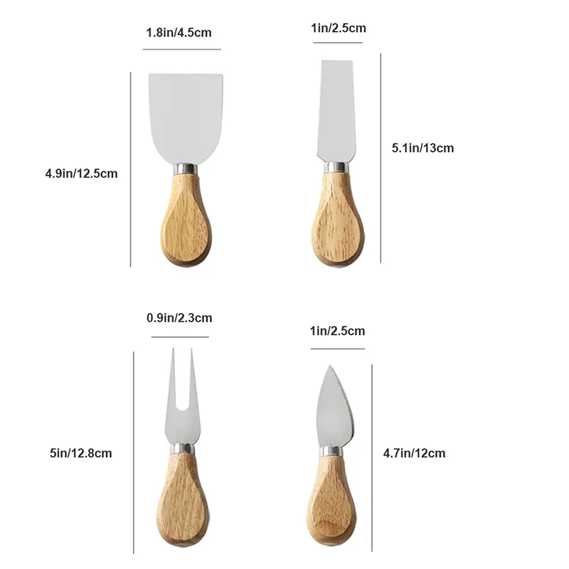 4 шт./компл. сыр Ножи комплект Нержавеющая сталь нож для сыра с деревянной ручкой нож для резки сыра Кухня аксессуары Пособия по кулинарии набор инструментов