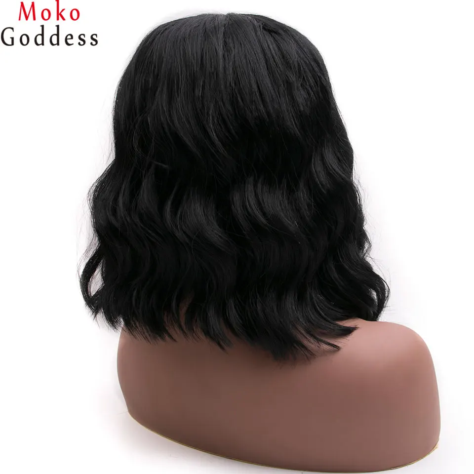 Mokogoddess 16 дюймов парик с крупными волнами для женщин синтетические парики на кружеве термостойкие волосы с натуральной линией волос