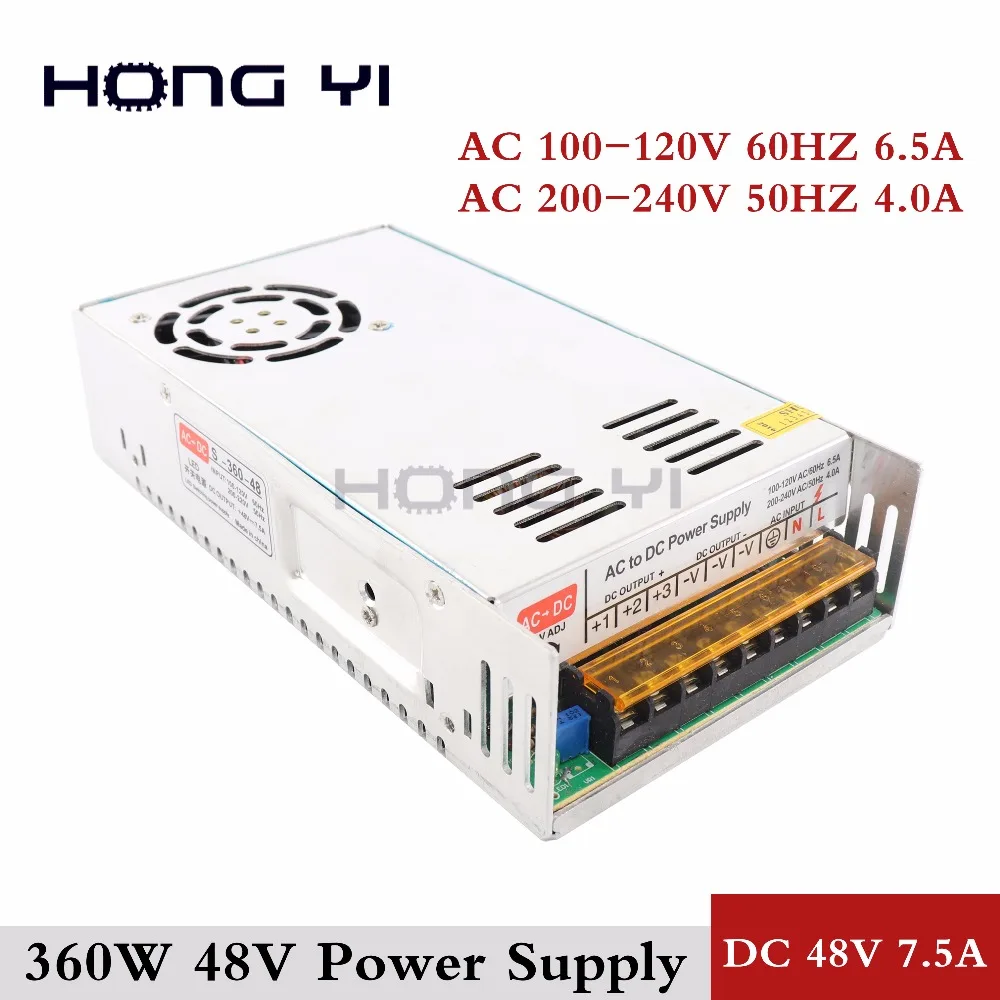1PCS 48V 7.5A 360W Switching Power Supply Driver for CCTV camera LED Strip AC 100-240V Input to DC 48V LED Lighting Transformer 1PCS 48V 7.5A 360W Switching Power Supply Driver for CCTV camera LED Strip AC 100-240V Input to DC 48V LED Lighting Transformer