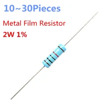 10~ 30 штук 1 Ом 2 Вт 1% радиальный DIP металлический пленочный осевой резистор 1 Ом 2 Вт резисторы