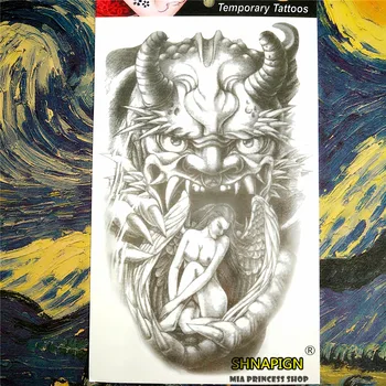 

SHNAPIGN devil angel Temporary Tattoo Body Art, 12*20cm Flash Tattoo Stickers, Waterproof Fake Tatoo Henna Tatto Wall Sticker