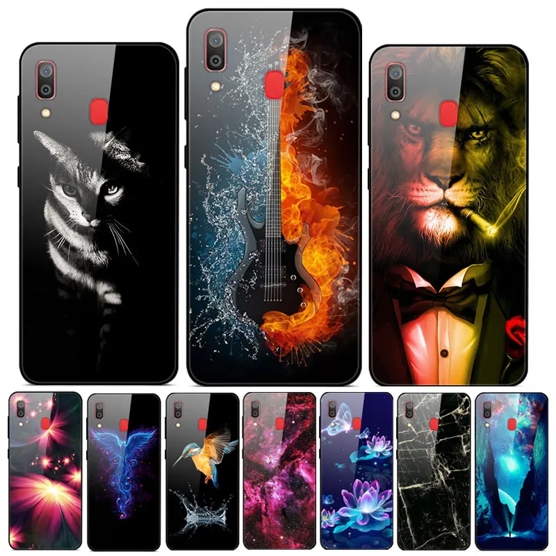 

Tempered Glass Case For Samsung A20 Case Hard PC Back Cover For Samsung Galaxy A20 Cover 2019 TPU Bumper GalaxyA20 A 20 Fundas