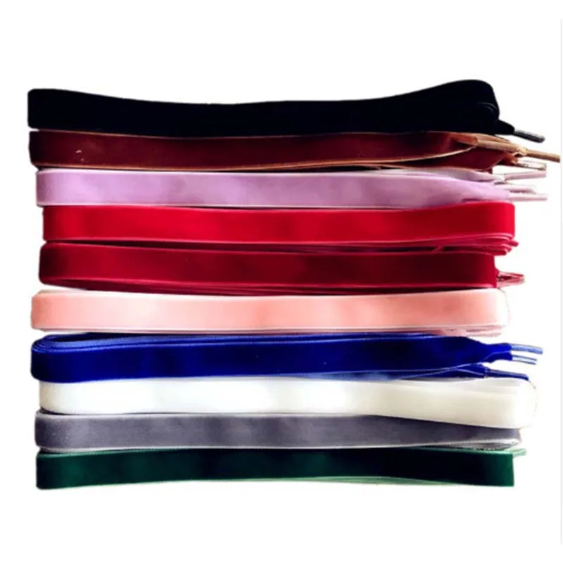 

1.6 cm Width Velvet Surface Shoelaces Women Men Black White Blue Colorful Leather Sports Casual Shoes Laces
