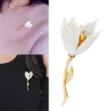 Элегантные белые полимерные бутоньерки лилии, цветок тюльпана, броши для женщин, модная темпераментная брошь, булавки, подарок, ювелирные изделия, аксессуары