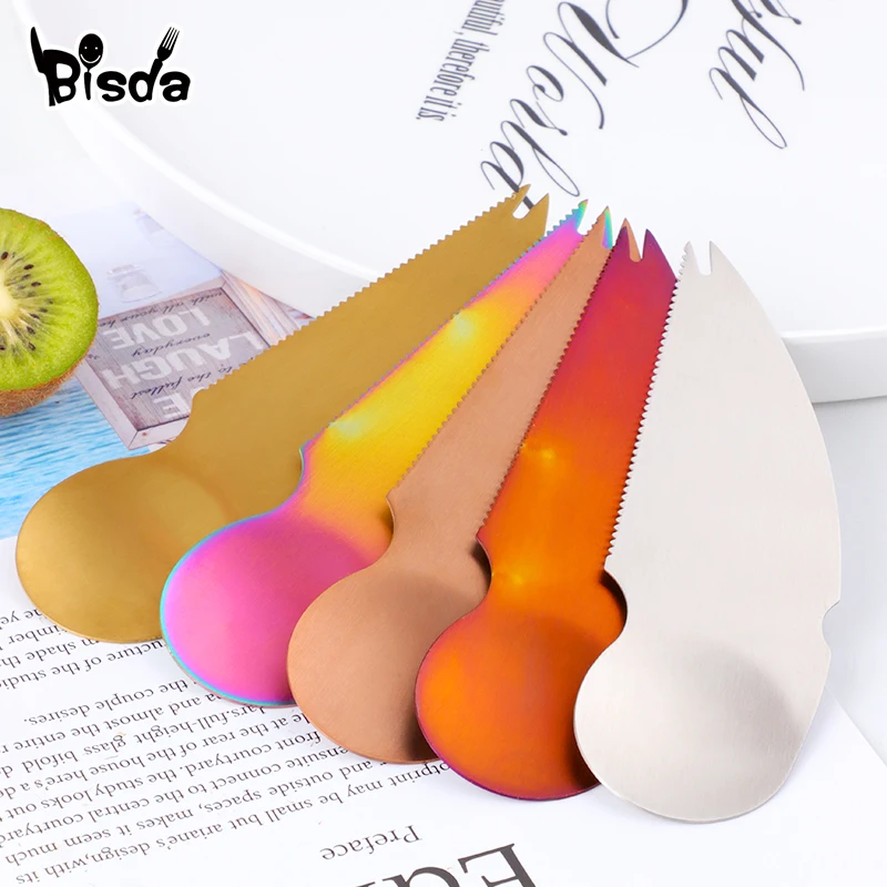 

1Pc Kiwi Opening Tools Portable Stainless Steel Fruit Opener with Spoon Colorful Kiwi Peeler Gold Kitchenware Easy Useful