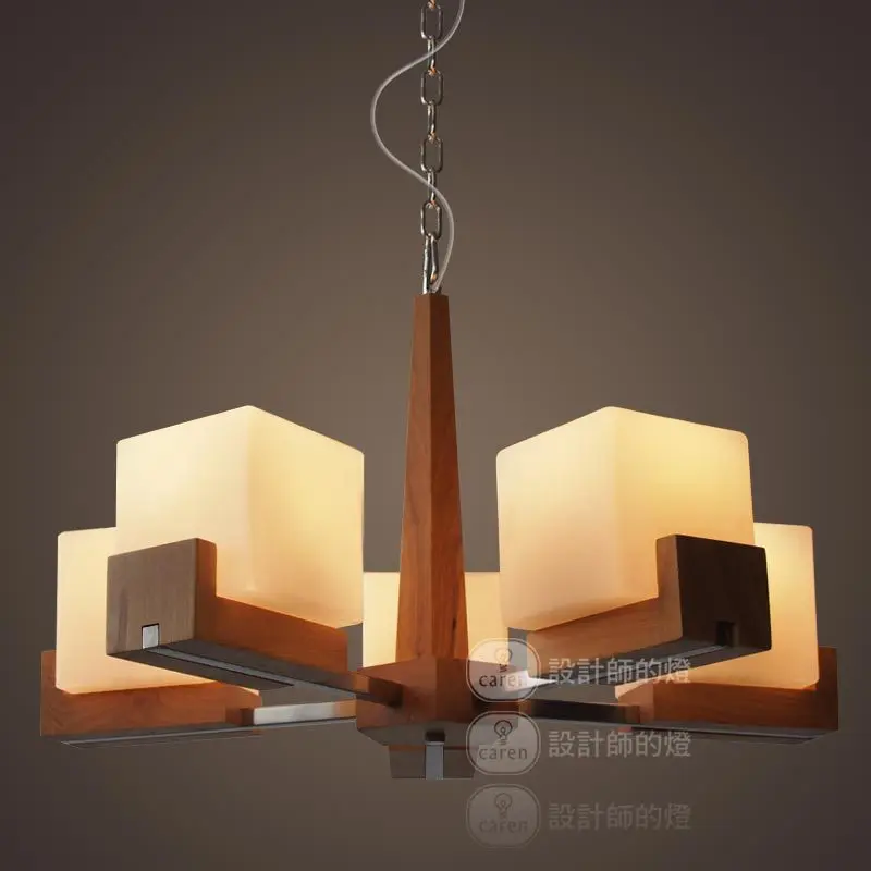 Lámparas de diseño salón dormitorio de la lámpara luces restaurante americano roble cubos de techo de.jpg Lampara de salon