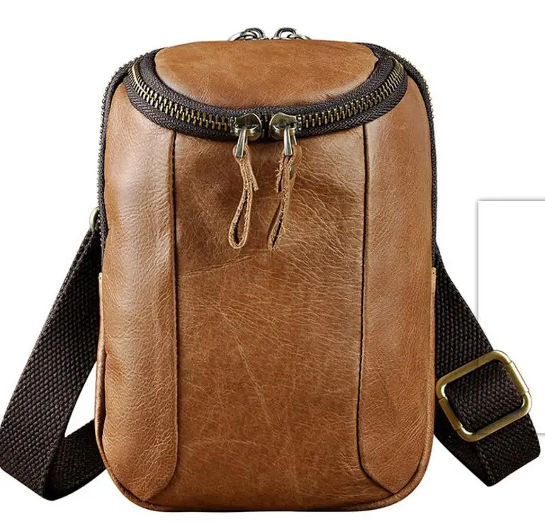 Модная мужская кожаная многофункциональная сумка через плечо Mochila, дизайнерская сумка для сигарет, сумка для путешествий, поясная сумка с крючком, поясная сумка 611-25-d - Цвет: light brown